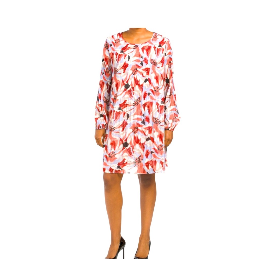 New w/Tags 🌿Ellen Tracy- size s- Long Sleeve, lined-Floral Pleated Dress